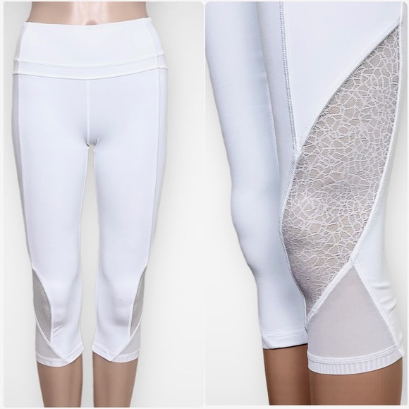 Lululemon Twist & Train Crop Leggings Womens size 4 White Athletic W6AHSS - Picture 1 of 9